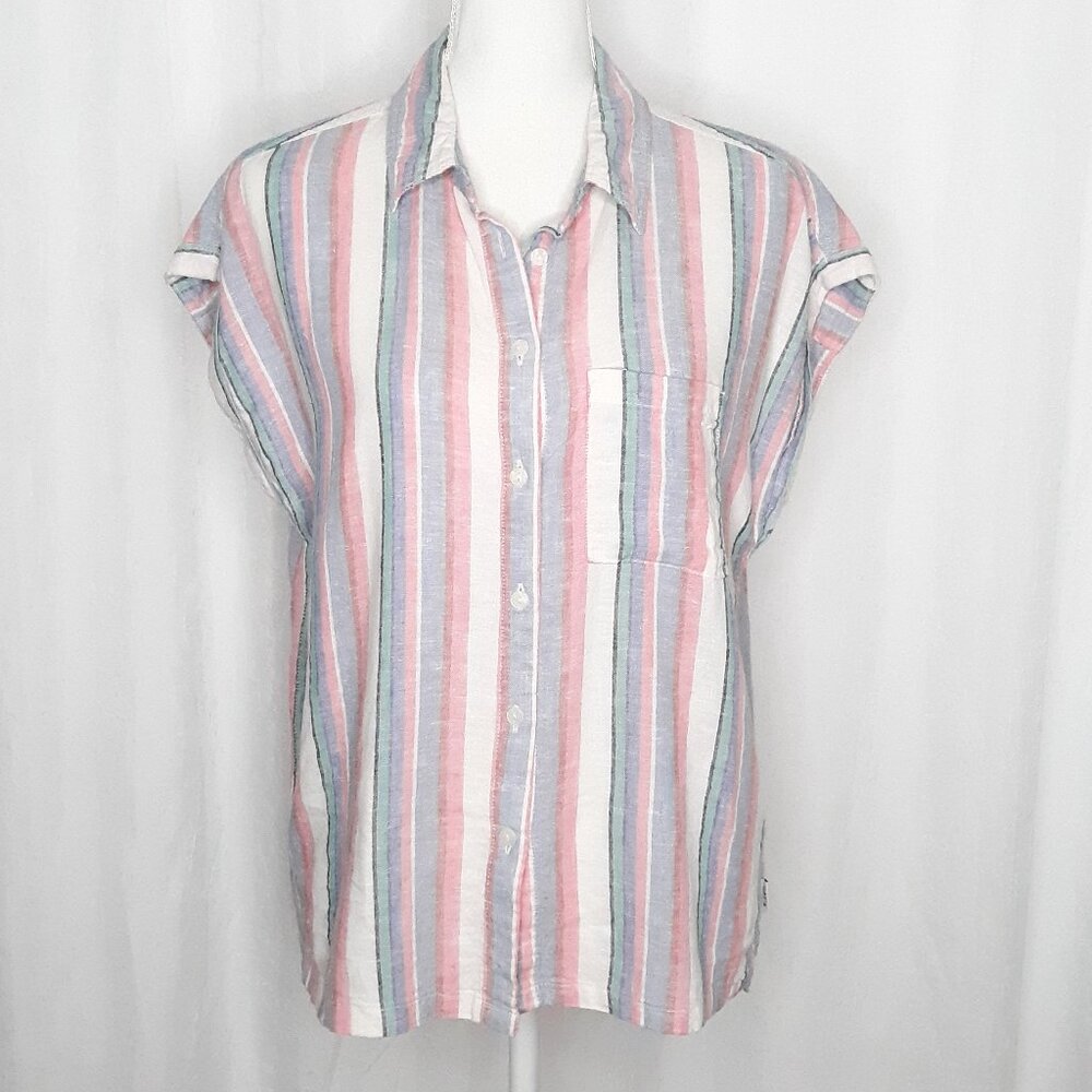 Women's Orvis Classic Cap Sleeve Linen Blend Striped Blouse